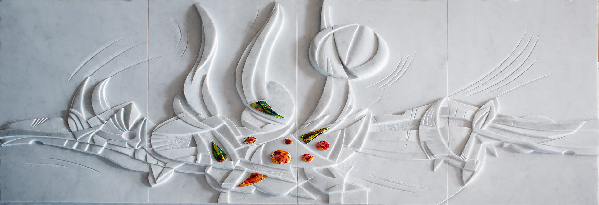 Scultura Guardia di Finanza Pistoia- altorilievo 3mx1-5m